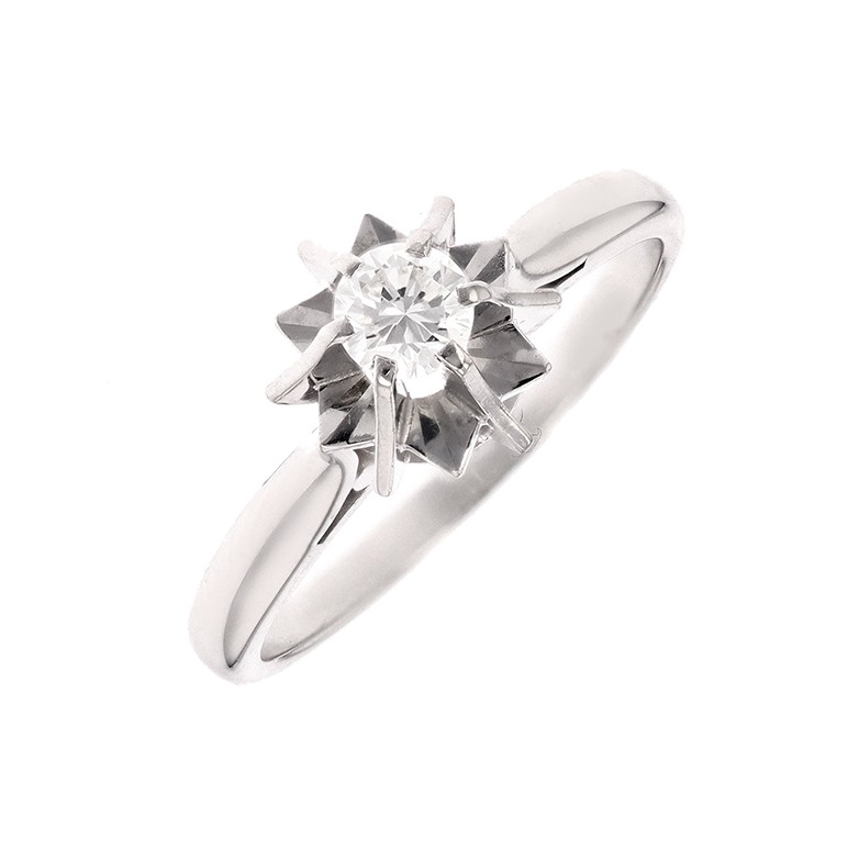 Solitaire diamant 0.20 carat en or blanc 2.81g Bon état -  reconditionné disponible sur Gemme Les Bijoux